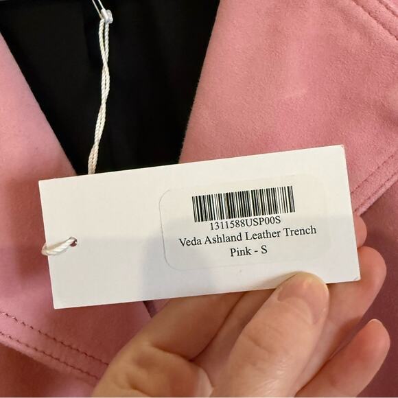 Reformation Veda Ashland Pink Suede Trench Coat - Picture 5 of 6